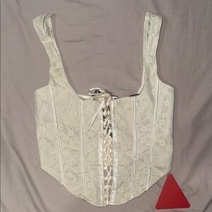 EGO Cream Lace-Up Corset Top